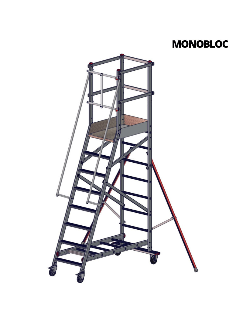 Escabeau Aluminium Roulant Avec Stabilisateurs EMG 68 - version monobloc