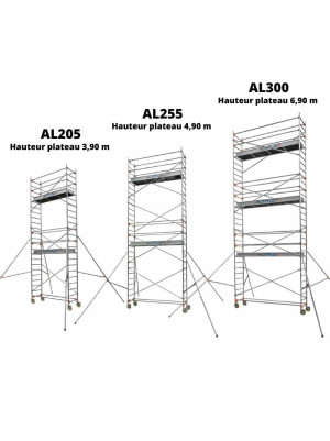 Échafaudages roulants aluminium altitude 205 base standard 255 base standard & 300 base standard