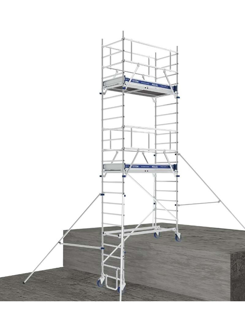 Échafaudage Roulant Aluminium Totem 2 Garde-Corps Monoblocs en dénivelé