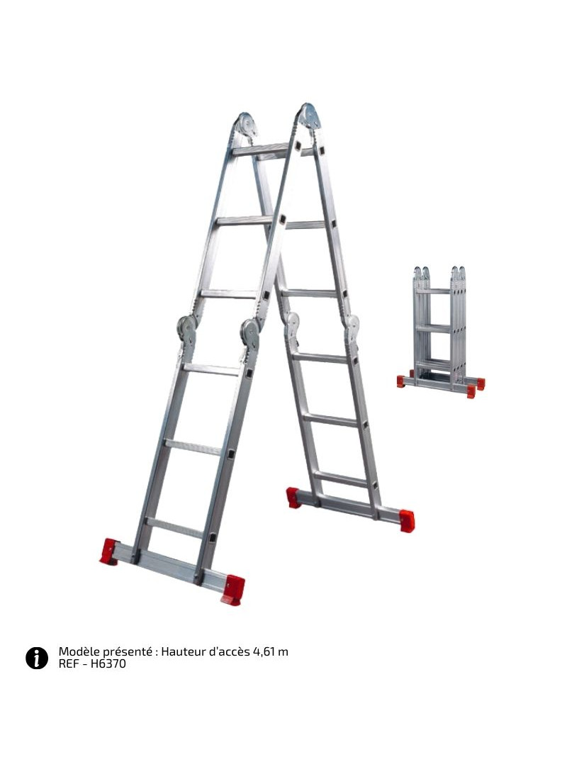 Échelle Double Aluminium Articulée Multipostions H6 sur fond blanc