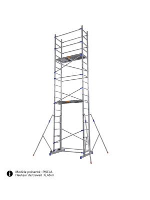 Échafaudage Clic Clac Roulant En Aluminium sur fond blanc