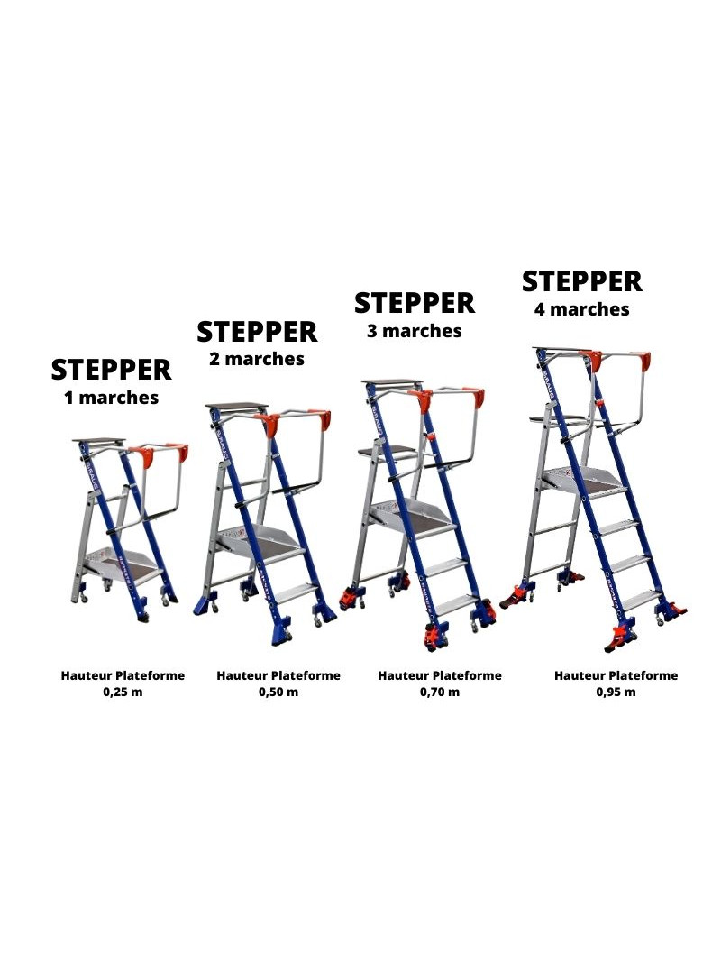 Escabeau Aluminium Roulant Pour Rayonnage Stepper - déclinaisons